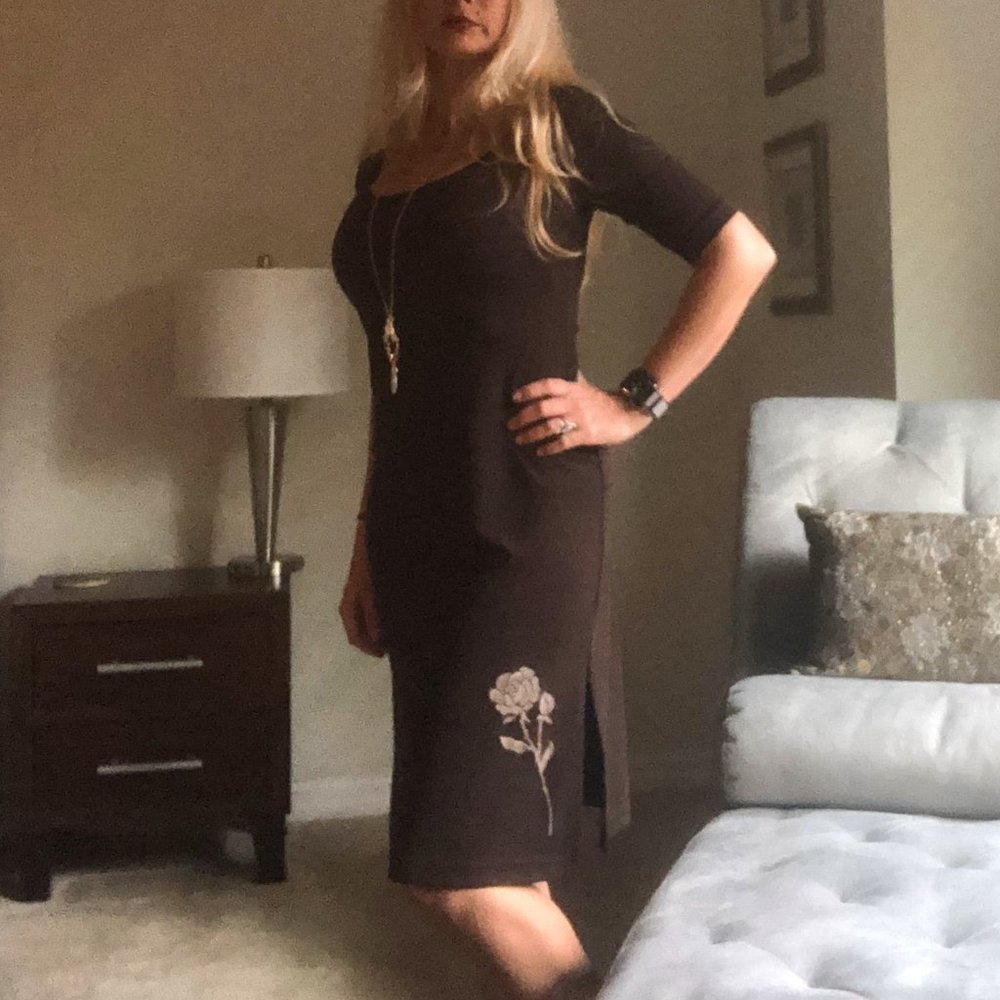 Price Drop!! Chocolate Brown Dress with Flower
